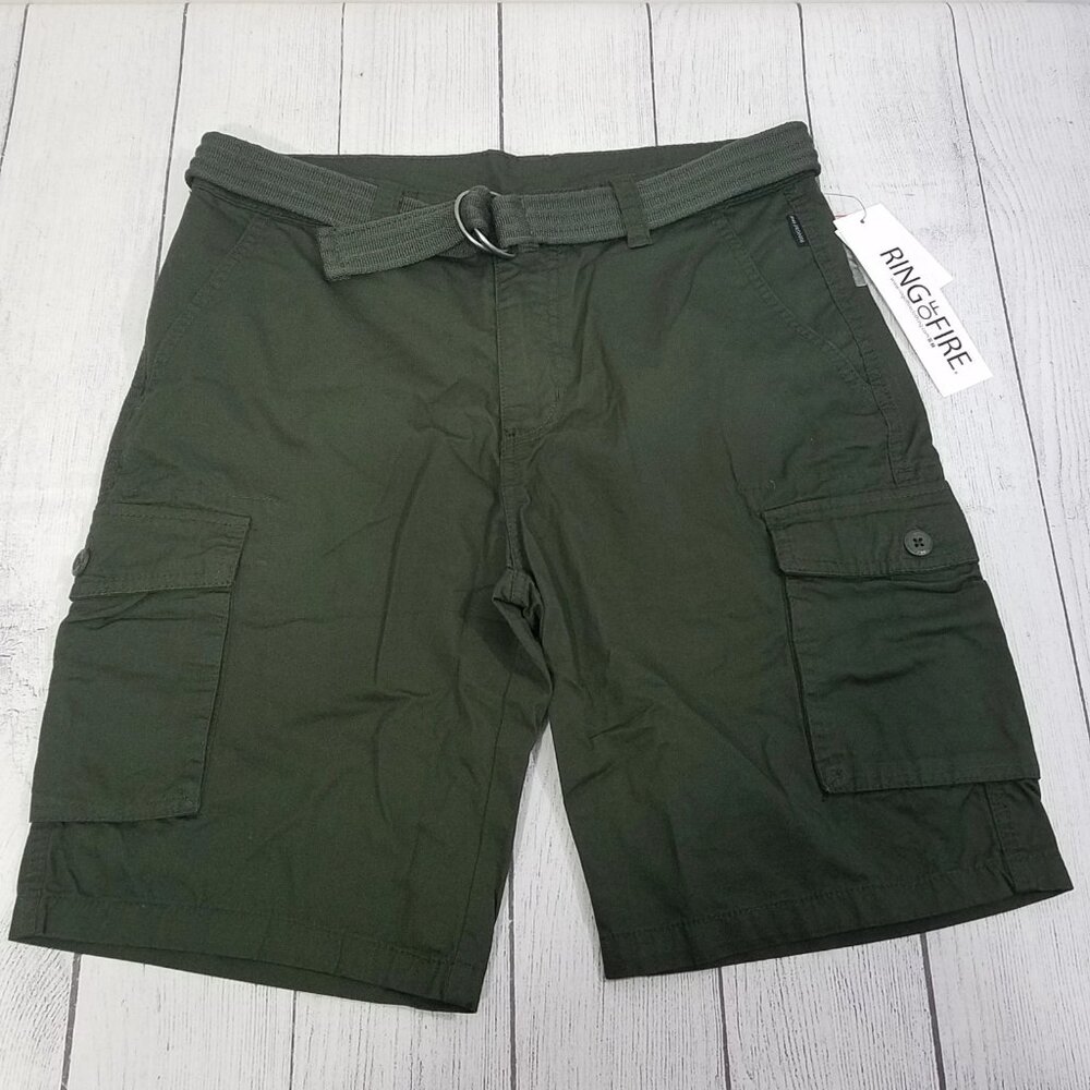 Ring of Fire Belted Cargo Shorts Mens Size 32 - Olive